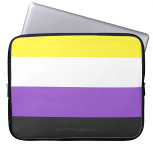 SlipperyJoe's Nonbinary Pride Flag yellow white pu Laptop Sleeve