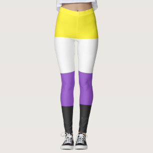 SlipperyJoe's Nonbinary Pride Flag yellow white pu Leggings