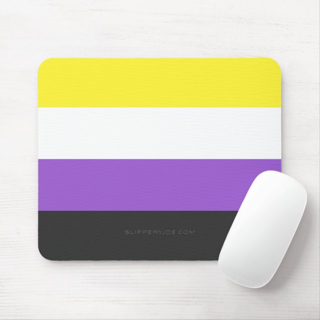 SlipperyJoe's Nonbinary Pride Flag yellow white pu Mouse Pad (With Mouse)
