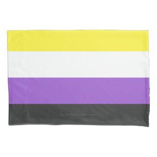 SlipperyJoe's Nonbinary Pride Flag yellow white pu Pillowcase