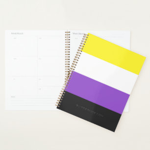 SlipperyJoe's Nonbinary Pride Flag yellow white pu Planner
