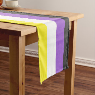 SlipperyJoe's Nonbinary Pride Flag yellow white pu Short Table Runner