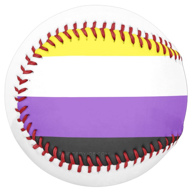 SlipperyJoe's Nonbinary Pride Flag yellow white pu Softball (Front Left)