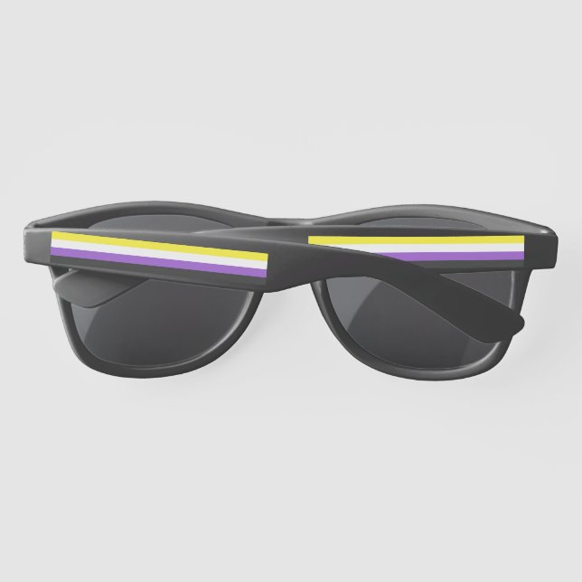 SlipperyJoe's Nonbinary Pride Flag yellow white pu Sunglasses (Back)