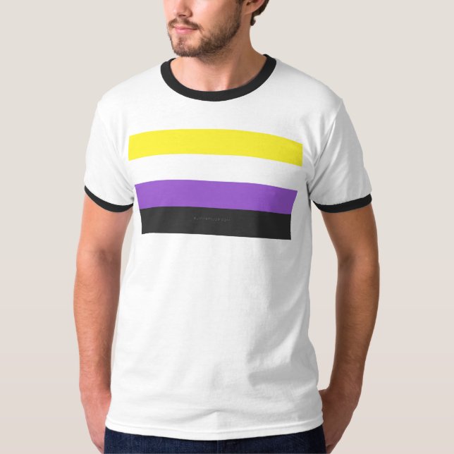 SlipperyJoe's Nonbinary Pride Flag yellow white pu T-Shirt (Front)