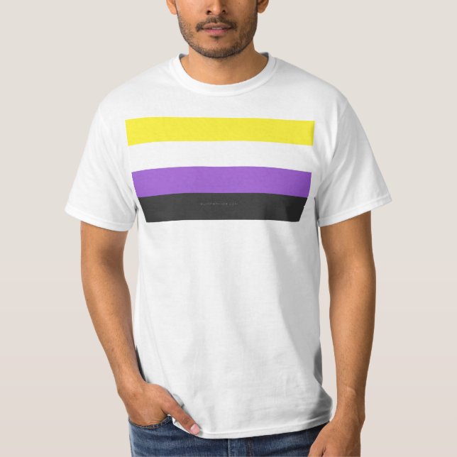 SlipperyJoe's Nonbinary Pride Flag yellow white pu T-Shirt (Front)