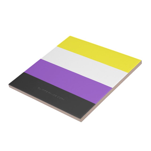 SlipperyJoe's Nonbinary Pride Flag yellow white pu Tile (Side)