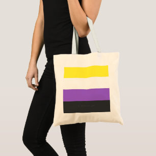 SlipperyJoe's Nonbinary Pride Flag yellow white pu Tote Bag