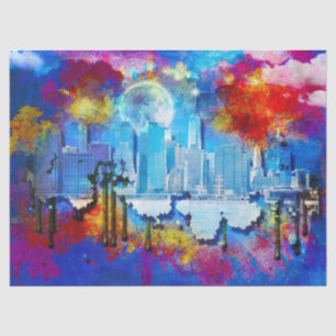 SlipperyJoe's NYC skyscrapers buildings artwork gr Tissue Paper