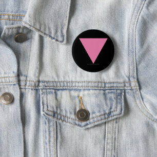 SlipperyJoe's pink triangle flag bright pink symbo 6 Cm Round Badge