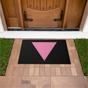 SlipperyJoe's pink triangle flag bright pink symbo Doormat