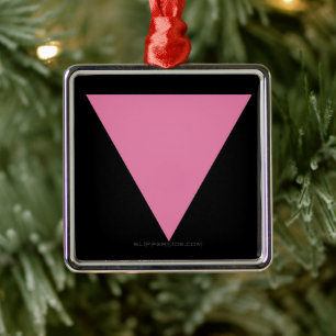SlipperyJoe's pink triangle flag bright pink symbo Metal Tree Decoration