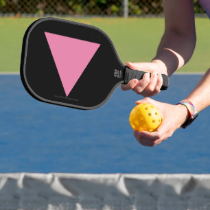 SlipperyJoe's pink triangle flag bright pink symbo Pickleball Paddle