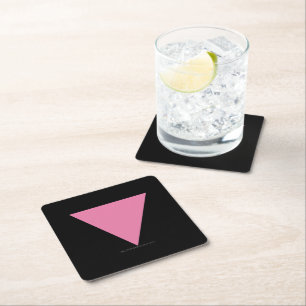 SlipperyJoe's pink triangle flag bright pink symbo Square Paper Coaster