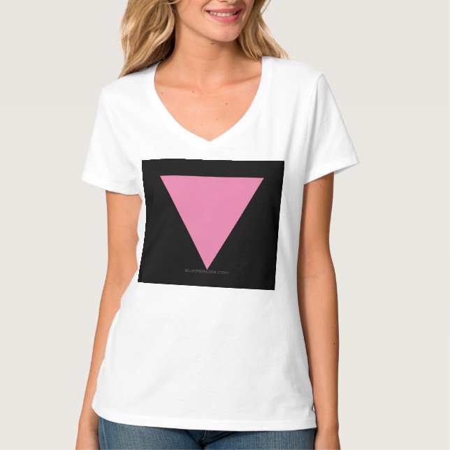 SlipperyJoe's pink triangle flag bright pink symbo T-Shirt (Front)