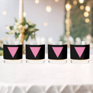 SlipperyJoe's pink triangle flag bright pink symbo Whiskey Glass