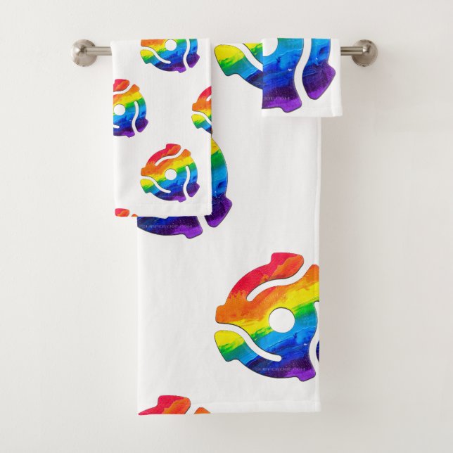 SlipperyJoe's plastic 45 RPM record adapter vibran Bath Towel Set (Insitu)