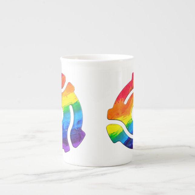 SlipperyJoe's plastic 45 RPM record adapter vibran Bone China Mug (Front)