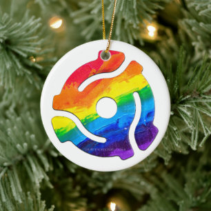 SlipperyJoe's plastic 45 RPM record adapter vibran Ceramic Tree Decoration