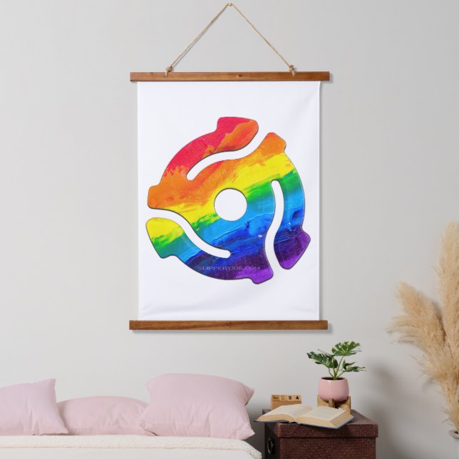 SlipperyJoe's plastic 45 RPM record adapter vibran Hanging Tapestry (Bedroom)