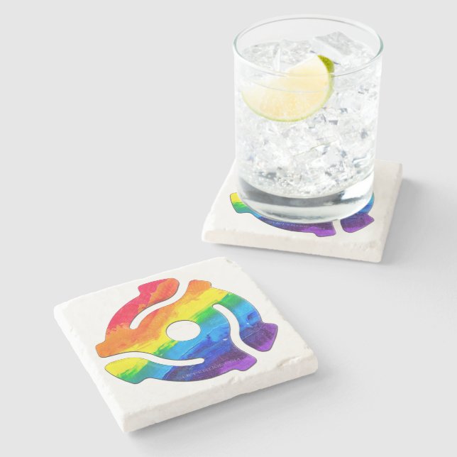 SlipperyJoe's plastic 45 RPM record adapter vibran Stone Coaster (Side)