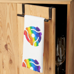 SlipperyJoe's plastic 45 RPM record adapter vibran Tea Towel