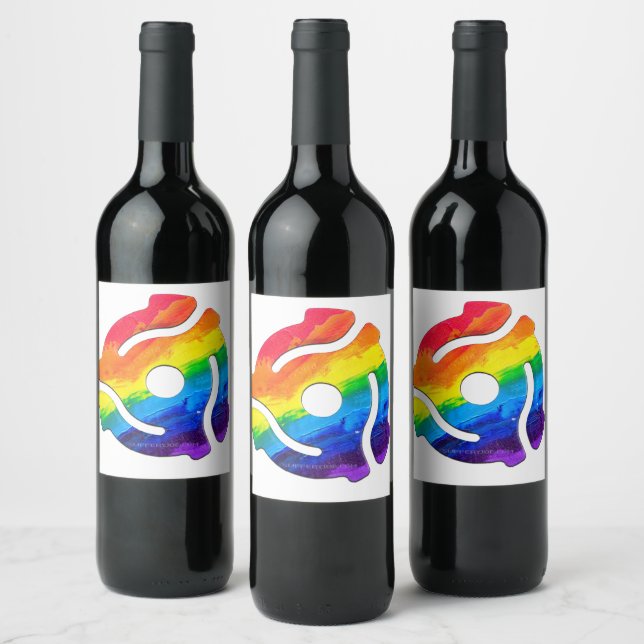SlipperyJoe's plastic 45 RPM record adapter vibran Wine Label (Bottles)