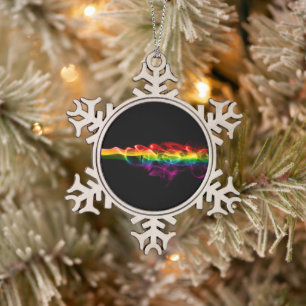 SlipperyJoe's plume of rainbow energy vapour caugh Snowflake Pewter Christmas Ornament