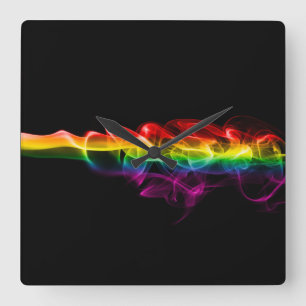 SlipperyJoe's plume of rainbow energy vapour caugh Square Wall Clock