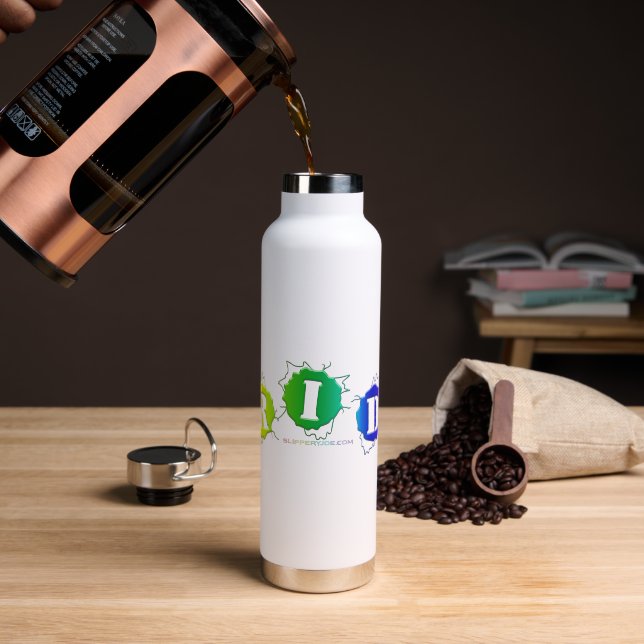 SlipperyJoe's pride colours word three-dimensional Water Bottle (Coffee)