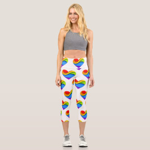 SlipperyJoe's pride heart curves shape 3-D three-d Capri Leggings