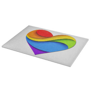 SlipperyJoe's pride heart curves shape 3-D three-d Cutting Board