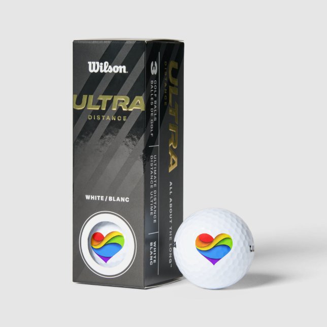 SlipperyJoe's pride heart curves shape 3-D three-d Golf Balls (Packaging)