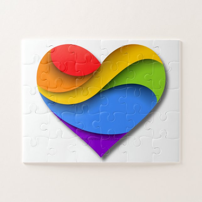 SlipperyJoe's pride heart curves shape 3-D three-d Jigsaw Puzzle (Horizontal)