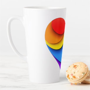 SlipperyJoe's pride heart curves shape 3-D three-d Latte Mug