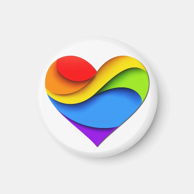 SlipperyJoe's pride heart curves shape 3-D three-d Magnet (Front)