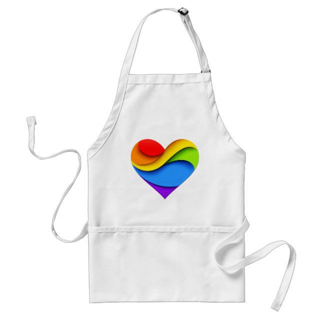SlipperyJoe's pride heart curves shape 3-D three-d Standard Apron (Front)