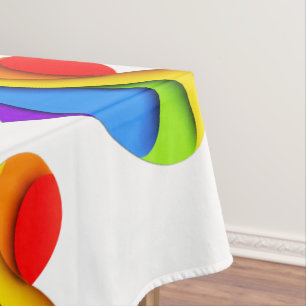 SlipperyJoe's pride heart curves shape 3-D three-d Tablecloth