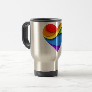 SlipperyJoe's pride heart curves shape 3-D three-d Travel Mug