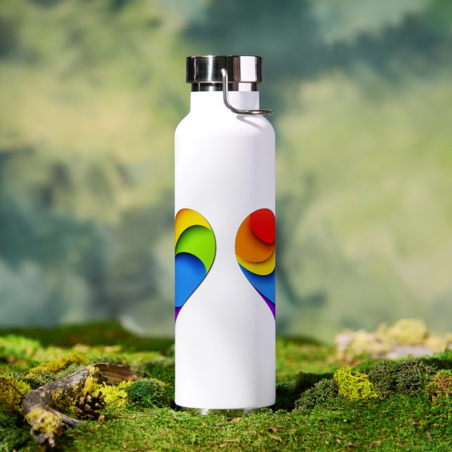 SlipperyJoe's pride heart curves shape 3-D three-d Water Bottle (Outdoor)