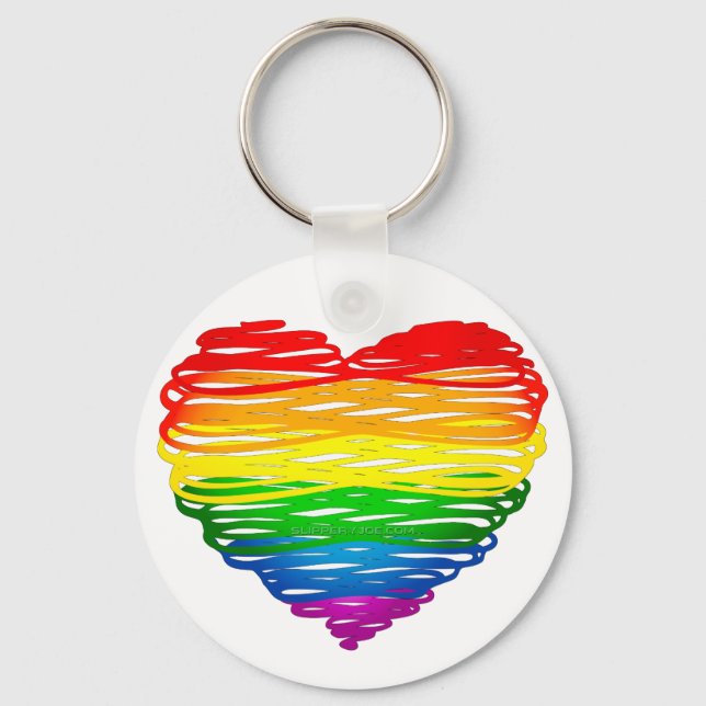 SlipperyJoe's Pride Heart Scribbles gay pride gift Key Ring (Front)