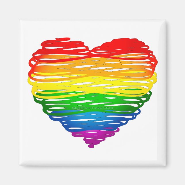 SlipperyJoe's Pride Heart Scribbles gay pride gift Magnet (Front)