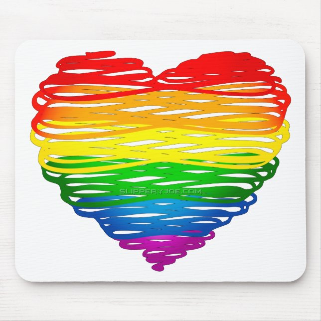 SlipperyJoe's Pride Heart Scribbles gay pride gift Mouse Pad (Front)