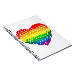 SlipperyJoe's Pride Heart Scribbles gay pride gift Notebook