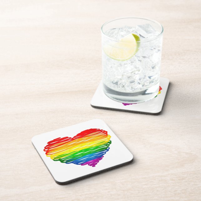 SlipperyJoe's Pride Heart Scribbles heart shape  Coaster (Right Side)