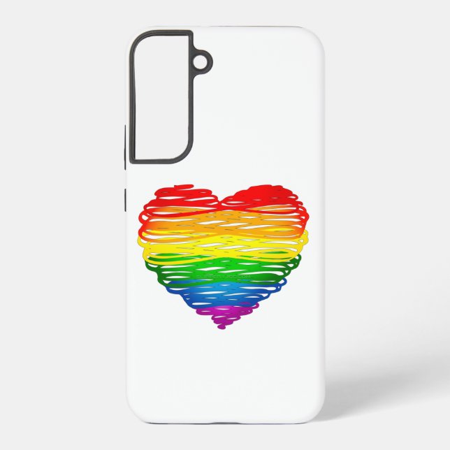 SlipperyJoe's Pride Heart Scribbles heart shape dr Samsung Galaxy S22+ Case (Back)