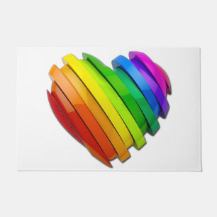 SlipperyJoe's pride heart shape multiple horizonta Doormat