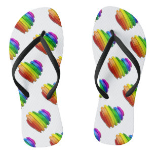 SlipperyJoe's pride heart shape multiple horizonta Jandals