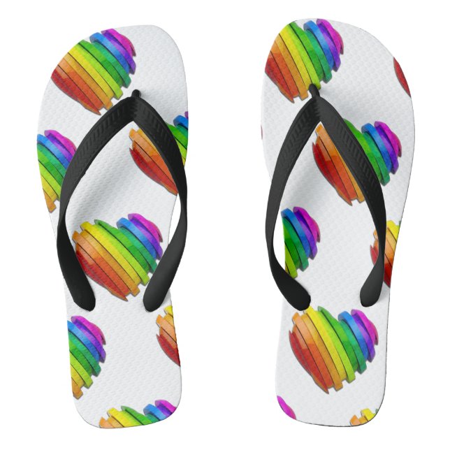 SlipperyJoe's pride heart shape multiple horizonta Jandals (Footbed)