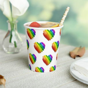 SlipperyJoe's pride heart shape multiple horizonta Paper Cups